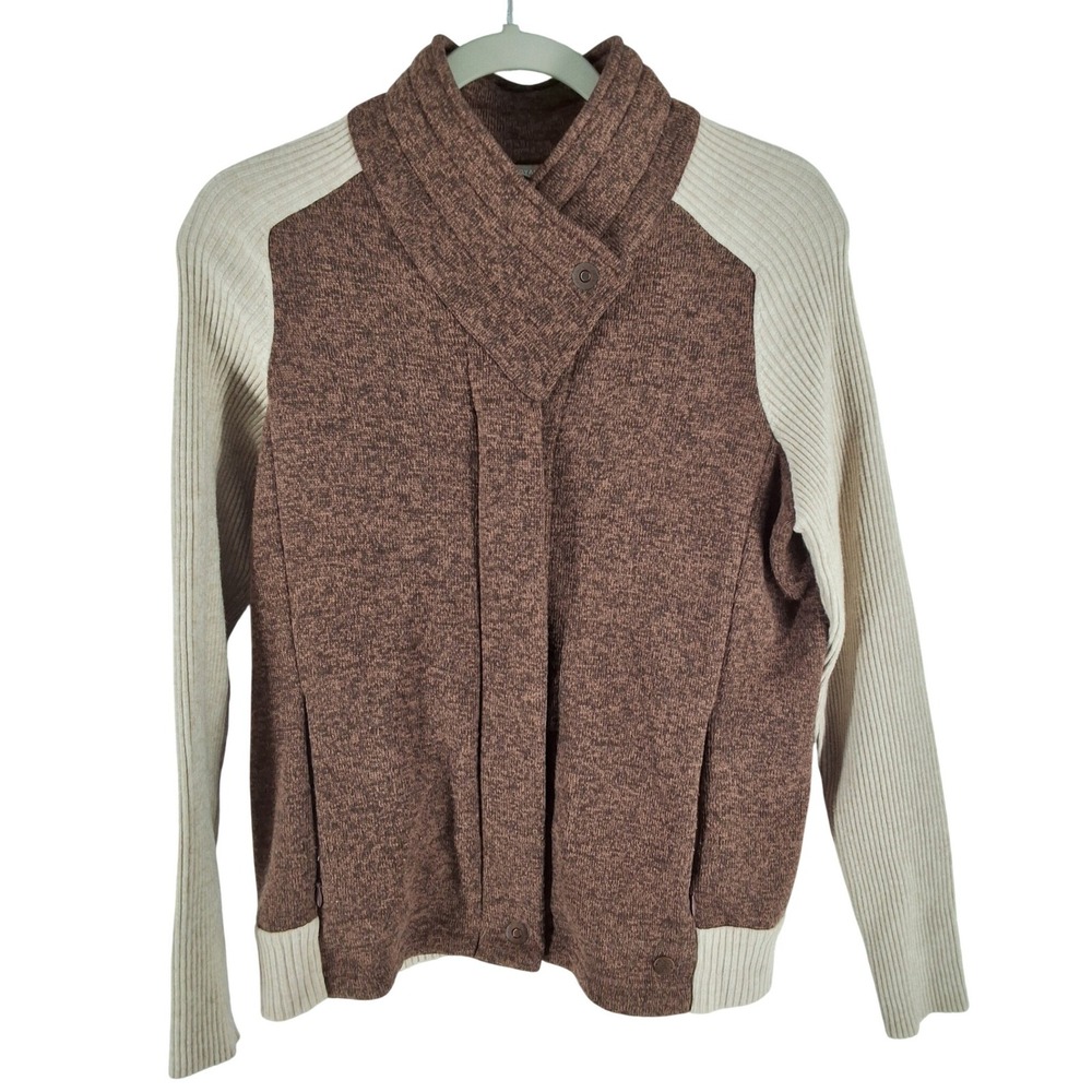 Royal Robbins Womens Small Brown Marled Fleece Full Zip Sweater Jacket